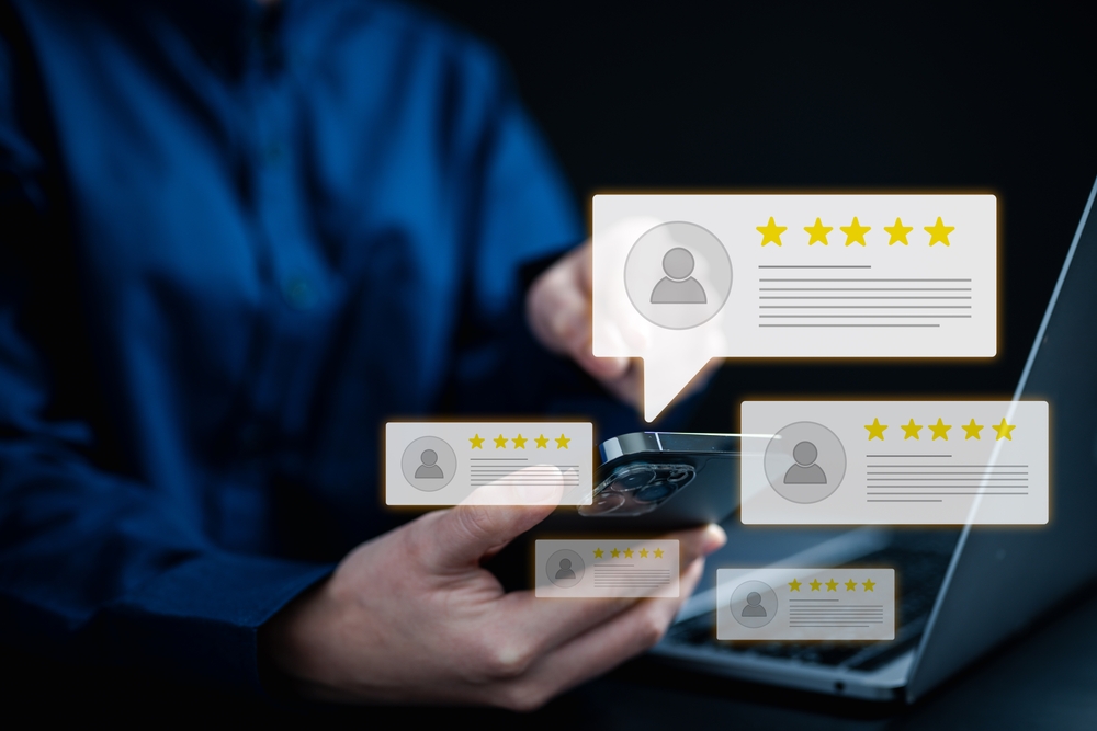 A page of customer reviews with highlighted ratings and comments.