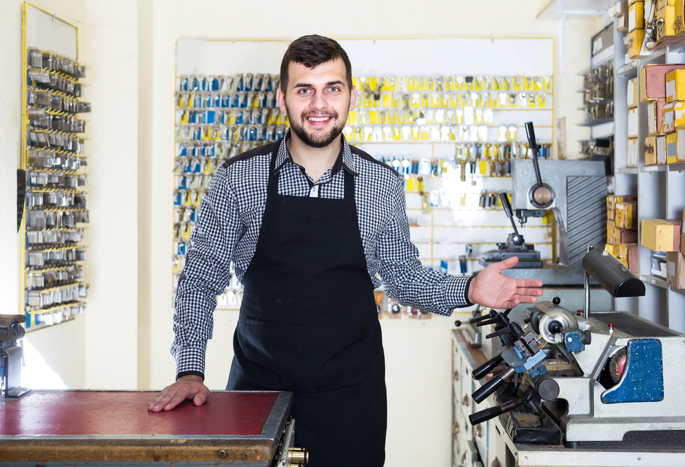 Informative brochure about locksmith services spread out on a wooden table