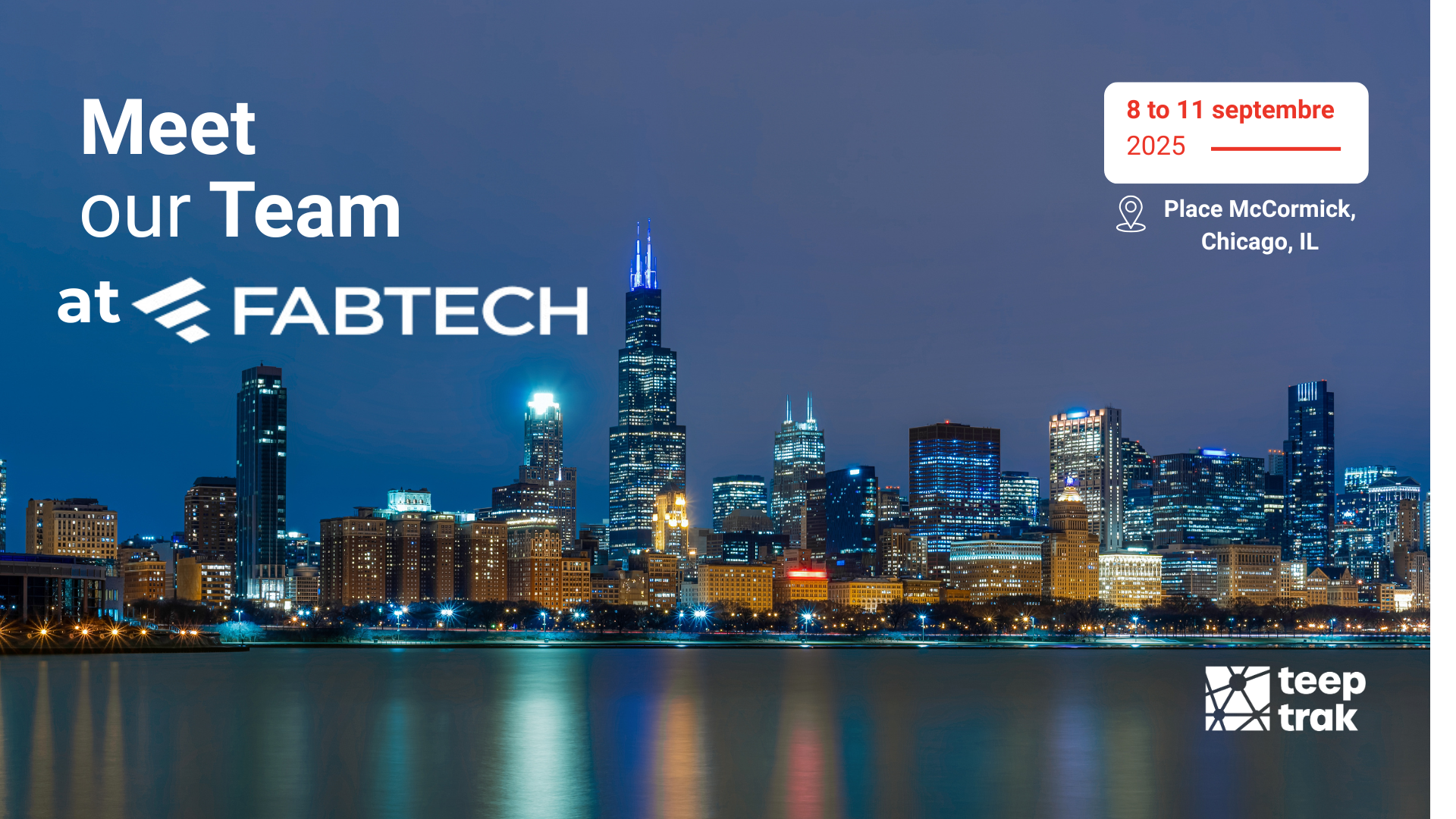 Chicago skyline with Fabtech 2025 dates and location 