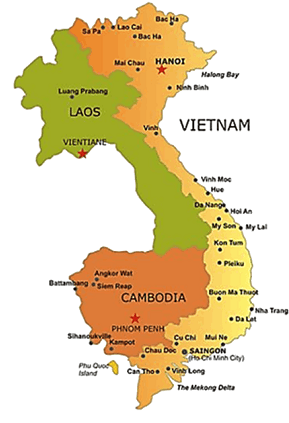 Map of North and South Vietnam